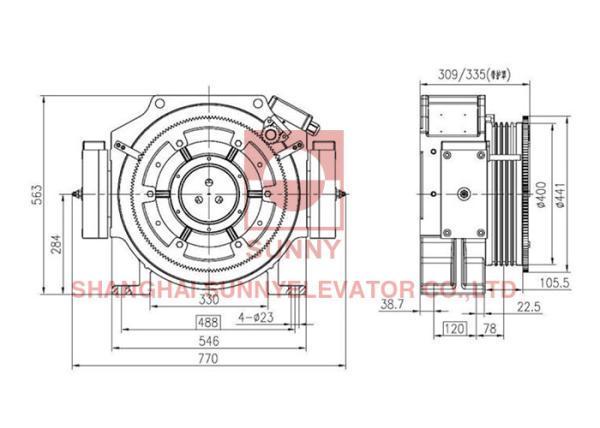 32 Poles Passengers Gearless Traction Machine Motor 1050kg Load