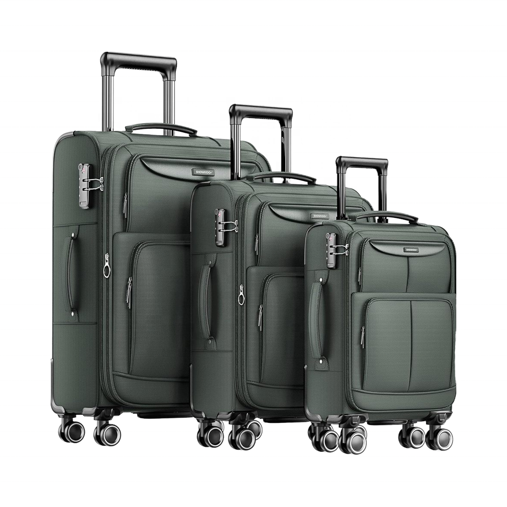 3-Piece Lightweight Expandable Luggage Set Spinner Caster 20/24/28 Inch Dual Wheels TSA Lock-Soft Edge Dual Wheel Spinner Caster