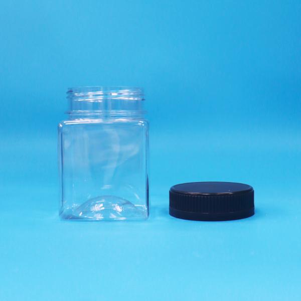 Airtight Bpa Free Transparent Square Grip PET Plastic Candy Cookies Nut Packaging Jar