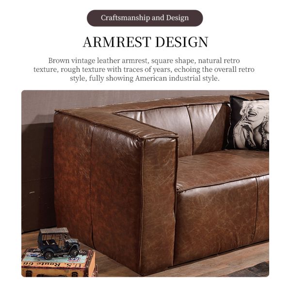 Nidea #8958 Designer Genuine Leather Vintage Industrial Retro Sofa Set  Lounge Personalization Pub Club Studio Furniture Ecksofa