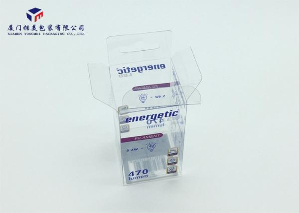 LED Lamp Custom Printed Plastic Boxes Hang Strip On Top PET Plastic Box 9cm Height