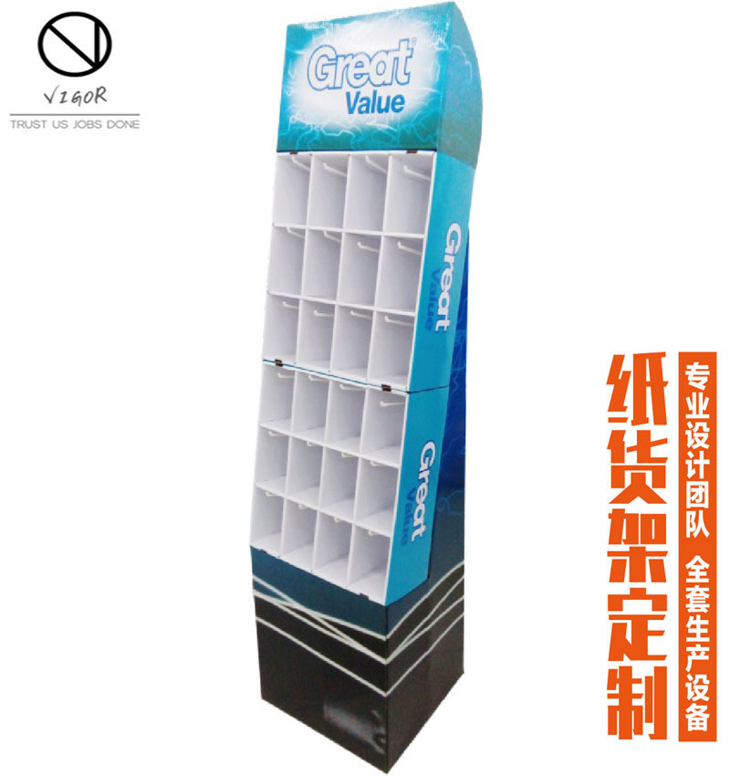 Custom Logo Corrugated Cardboard PDQ Floor Display Stand for Promoting Capes and Hats