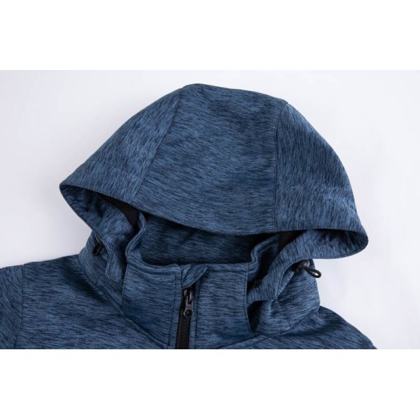 Heather Blue Mens Zip Up Hoodies Soft Shell  Jacket  Contrast Panels