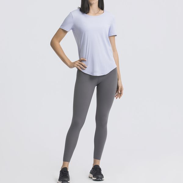 Women's Soft Modal Short Sleeve Tee and Biker Shorts Set Light Sage Breathable