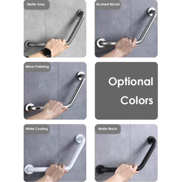 Wall Mounted Angled Shower Grab Bar With Mirror Polishing Stainless Steel 304 Material