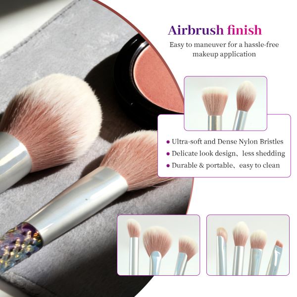 Dreamy Rainbow Makeup Brush Set with Rainbow Electroplated Handles, 300,000+ Ultra-Fine Synthetic Fibers, and Multi-Functional Cosmetic Brush Kit