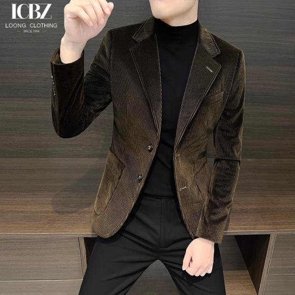 Customized Logo Printing Chenille Men's Winter Double-Breasted Suit Jacket Business