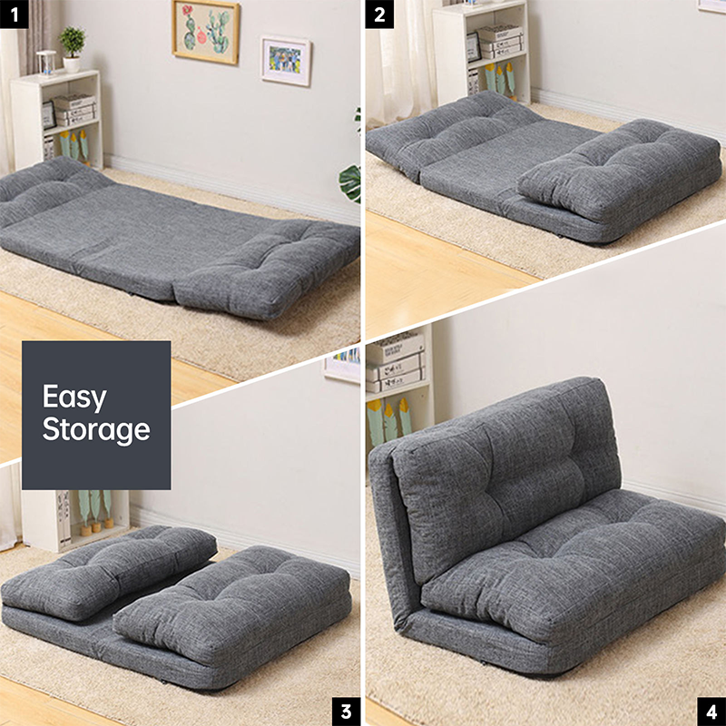 Portable Double Seat Foldable Backrest Square Japanese Style Tatami Reclining Lazy Floor Sofa