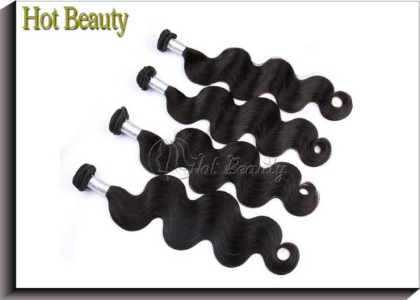 Black Peruvian Virgin Remy Human Hair Extensions Body Wave Type