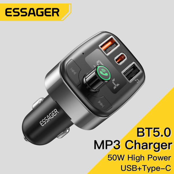BlueCat FM Blue MP3 Car Charger 50W Fast Charge For Phone USB A USB C U Disk
