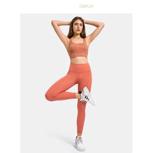 Brushed Nude Floral Printing Yoga Sports Bra Women Resilience Straps Plus Size