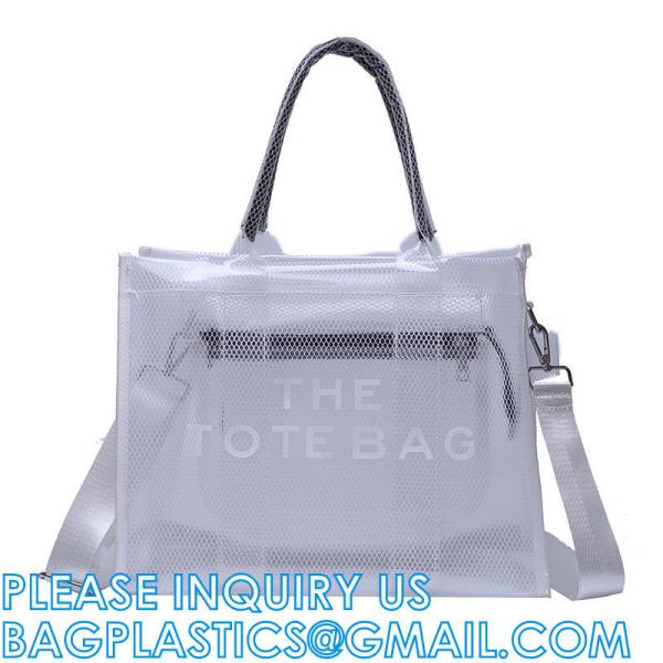 Wholesale Summer Clear Mesh PVC Beach Bags Transparent Design Tote Bags Women Luxury Handbags For Outdoor