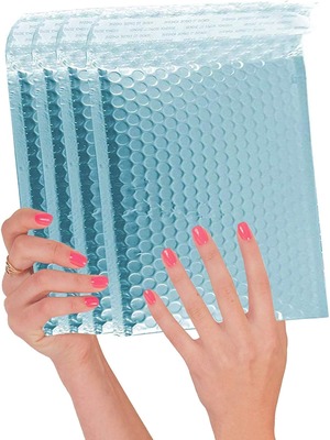 Holographic Metallic Bubble Mailer Gift Packaging Glamour Colorful Silver Shades Foil Cushion Padded Shipping Envelopes
