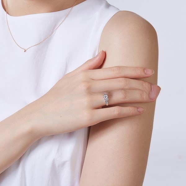 Corte redondo CZ Eternity 925 de plata esterlina Anillo de boda para mujeres Regalos