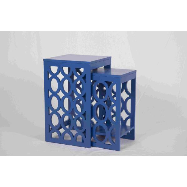 Blue Modern Nesting Tables , Ergonomic Wooden Bedside Table 58 Cm Height