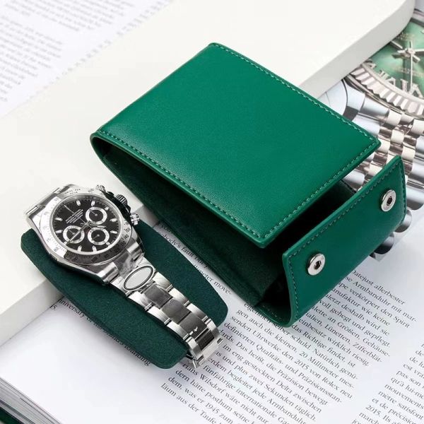 Handmade Leather Watch Storage Bag Dust Proof Green Portable Travel Organizer Case