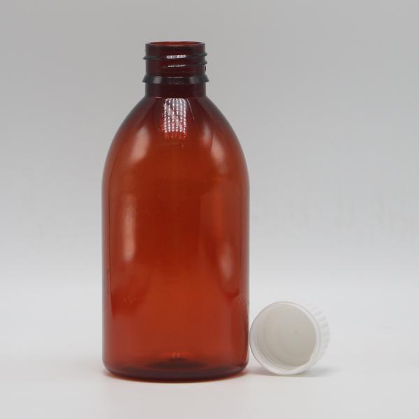 250 ml de Ambar redondo de prescripción farmacéutica PET líquido para medicamentos envasado con tapa
