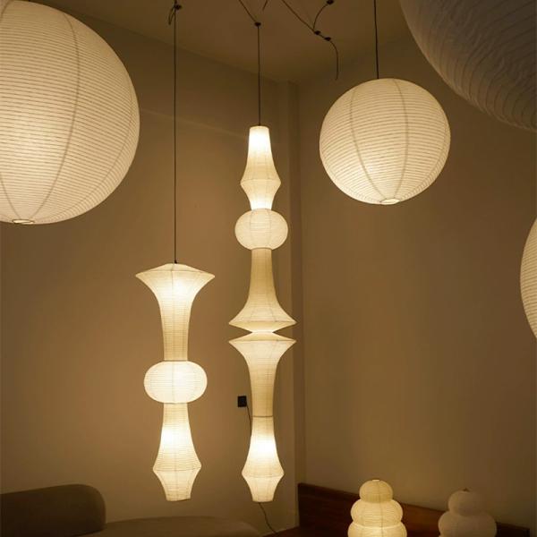 Wabi-sabi Paper Lamp Aisle Corner Stairwell Loft Long Medieval Chandelier Pendant Light