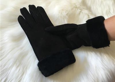 Ladies Black Shearling Lambskin winter Gloves double face sheepskin leather glove