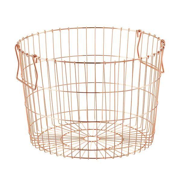 Industrial Style Fashionable Sturdy Copper Metal Wire Baskets For Storage