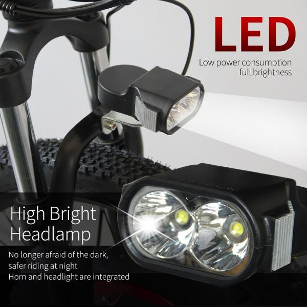 LED Headlight 26 Inch Electric Mountain Bike Battery Assist KETELES Multipattern