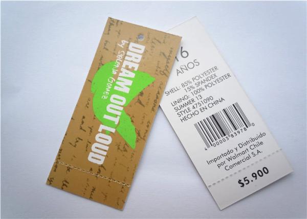 Yellow Clothing Label Tags Recycled Paper Hang Tag For Necklaces