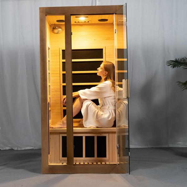 Full Spectrum And Carbon Panel Heater 2 Person Wooden Sauna Room Indoor