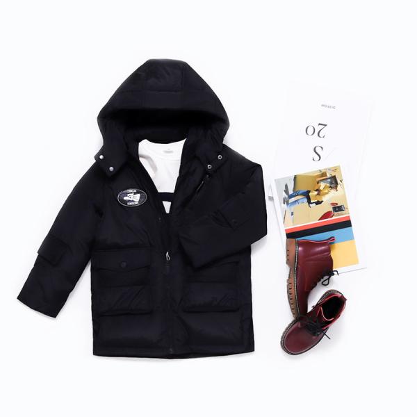 Bilemi Boys Solid Long Hooded Fashion Duck Down Jacket Baby Snowsuit Kids Winter Coat