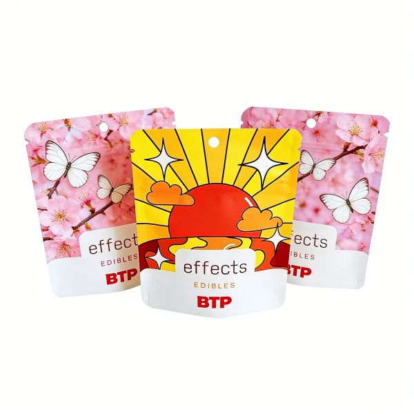 MOQ 1000pcs Custom Digital  Printed Moisture Proof PE Stand up Pouch Mylar Bags for Edibles Herbs Gummy Biscuit Packaging Cake