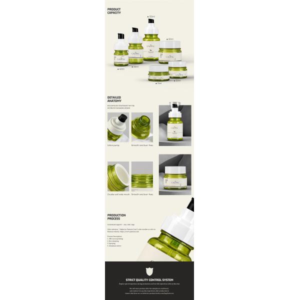40ml 50ml 130ml Green Plastic Lotion Bottle Luxury Cosmetic Packaging Set
