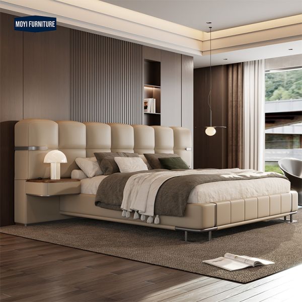 Comfortable Metal Frame Double Queen King Size Bed Frame Modern Luxury Simple Design Home Master Bedroom Furniture