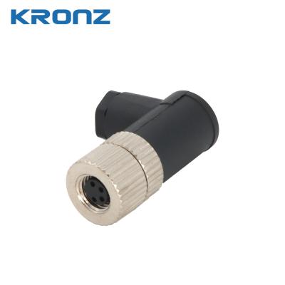 Waterproof IP67 M8 Connectors Field Wireable Female Angled 4 Pin Sensor Connector