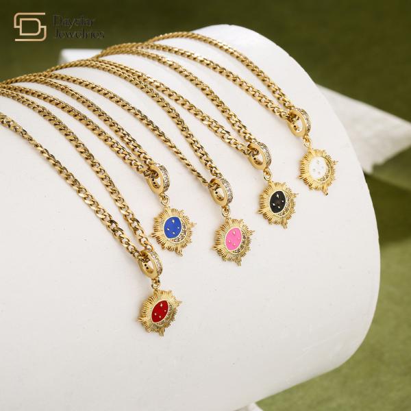 золото 18k покрыло шкентель луны звезды эмали циркона диаманта ювелирных изделий нержавеющей стали