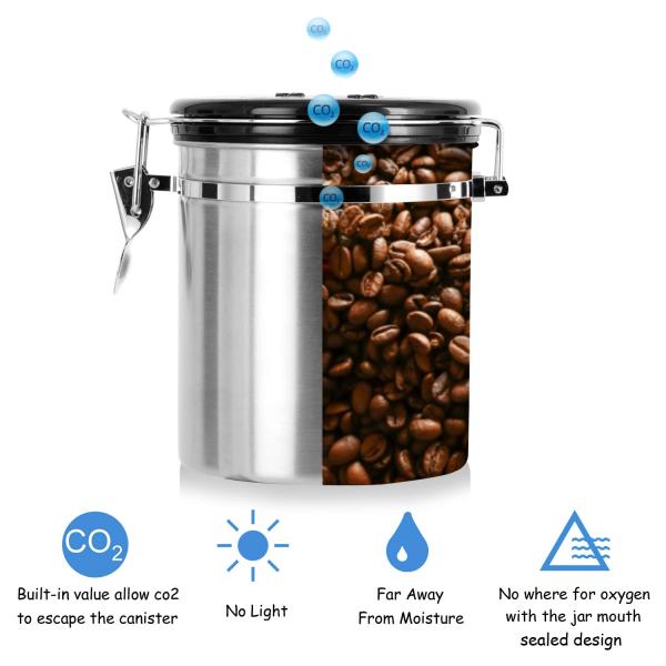 Eco - Friendly Coffee Maker Accessories Airtight Coffee Container 16oz
