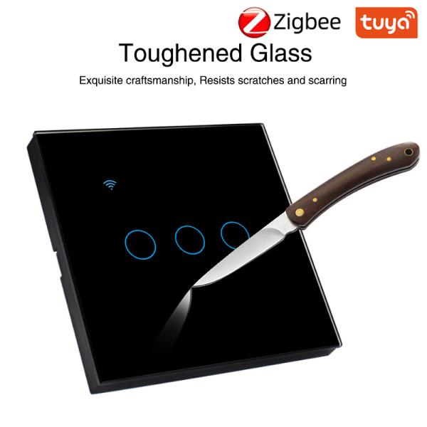 1 группа Tuya, умный дом, выключатель света Zigbee, стандарт Великобритании, стандарт ЕС, светодиодный индикатор Zigbee, поддержка голосового помощника Google