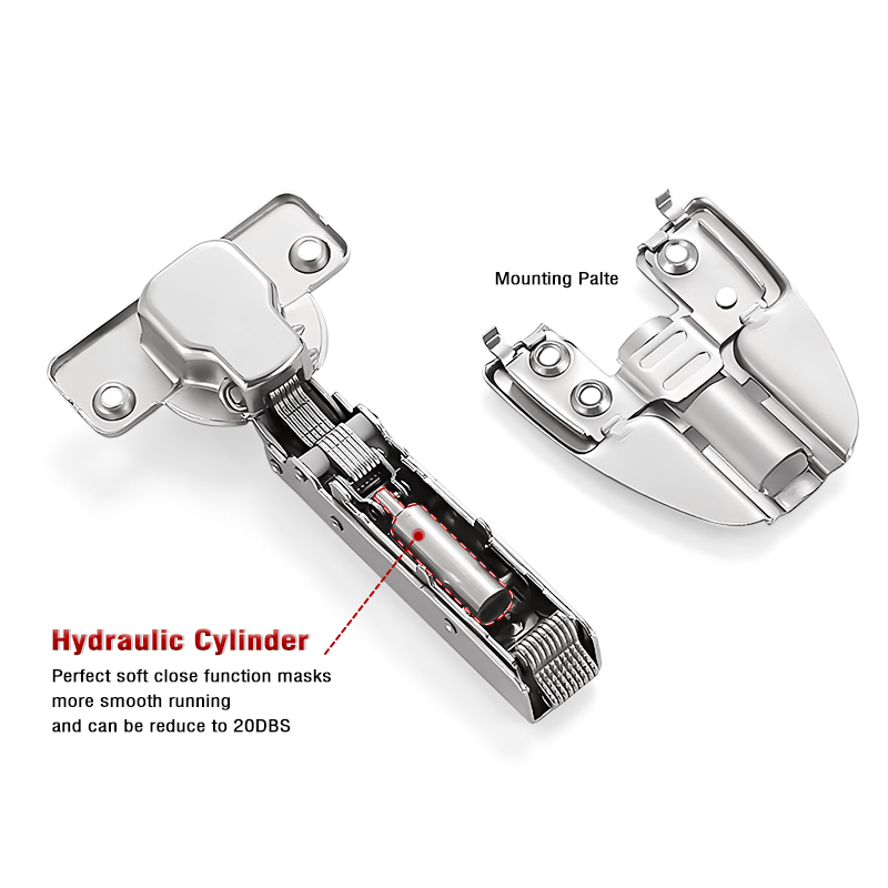 Thickened 35mm Cup Diameter Hydraulic Soft Close Hinge Detachable Base Full Overlay for Wardrobe & Cabinet Doors