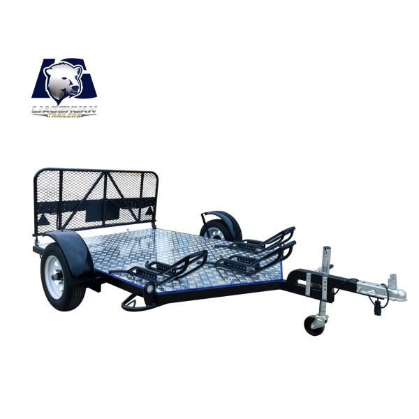 Remorque à moto double personnalisée résistante à la corrosion avec levage hydraulique