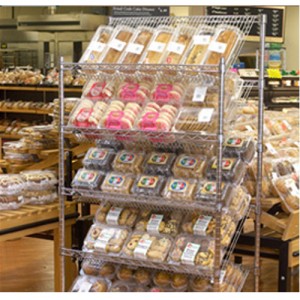 Уникальный покрытый Kроме наклоненный сталью шельвинг провода для дисплея еды