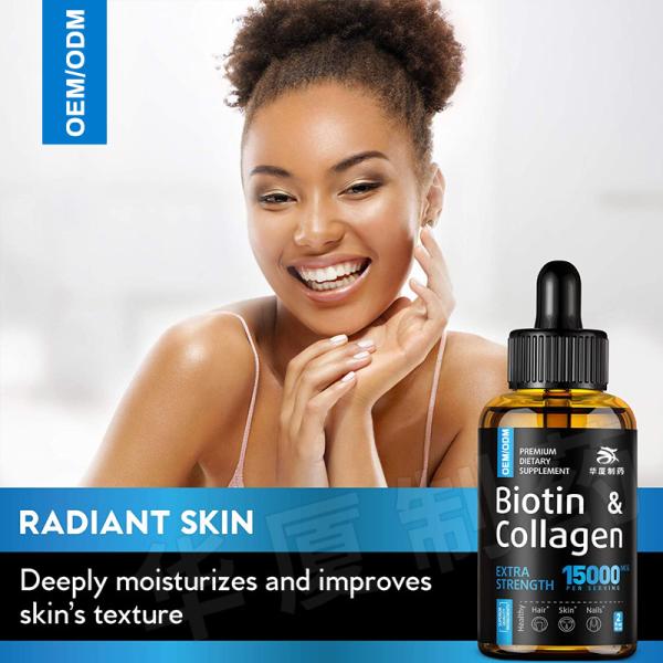 Private Label Biotin Hair Growth Drops Liquid Collagen Supplement