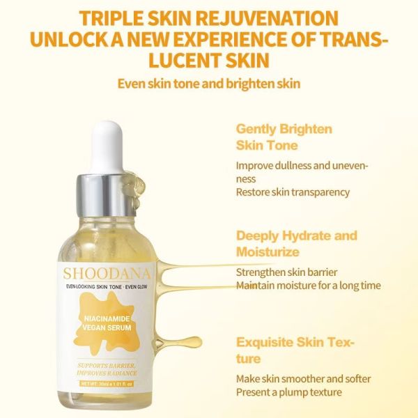 Brightening Vegan Face Serum with Hyaluronic Acid & Vitamin C Niacinamide & Natural Plant Extracts for Dull Skin Whitening Tone