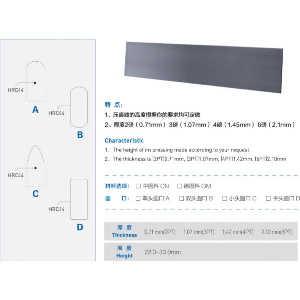 23.8mm 2pt steel creasing rule for Beijing Graphic die making of thinckness 0.71mm