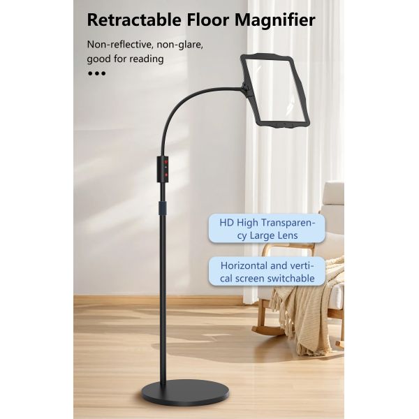 Magnifier Lamp With Floor Stand Infinite Adjustment of Light Brightness 360 Degree Rotation, Multi-Angle