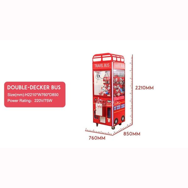 Coin-operated indoor kids toy plush wooden telephone Doll travel bus claw crane machine