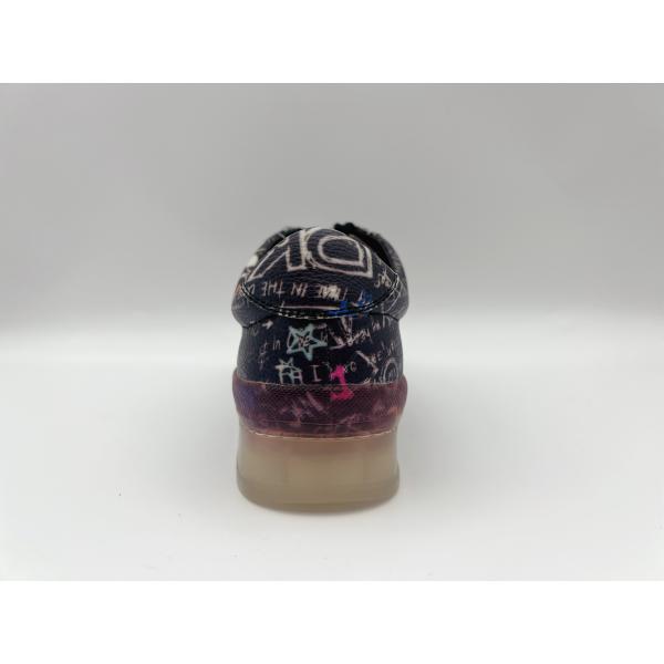 Sky Print Womens Leather Lace Up Casual Shoes Black Slip Resistant