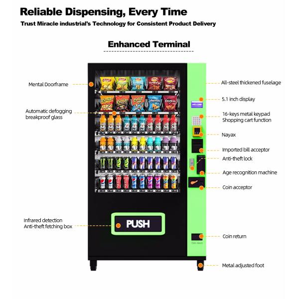 Hot Selling 24 Hours Large Capacity Automatic Combo Snacks Drinks Food Vending Machine