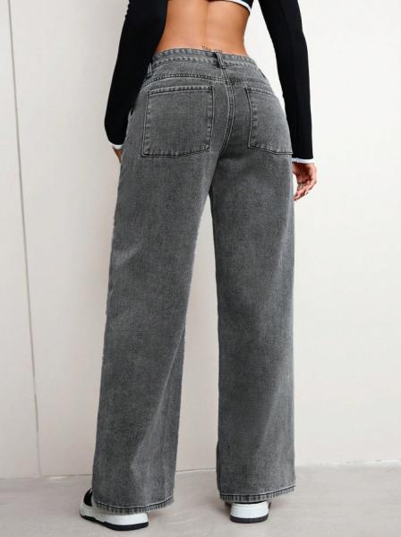 Rock gray comfortable breathable denim pants for women