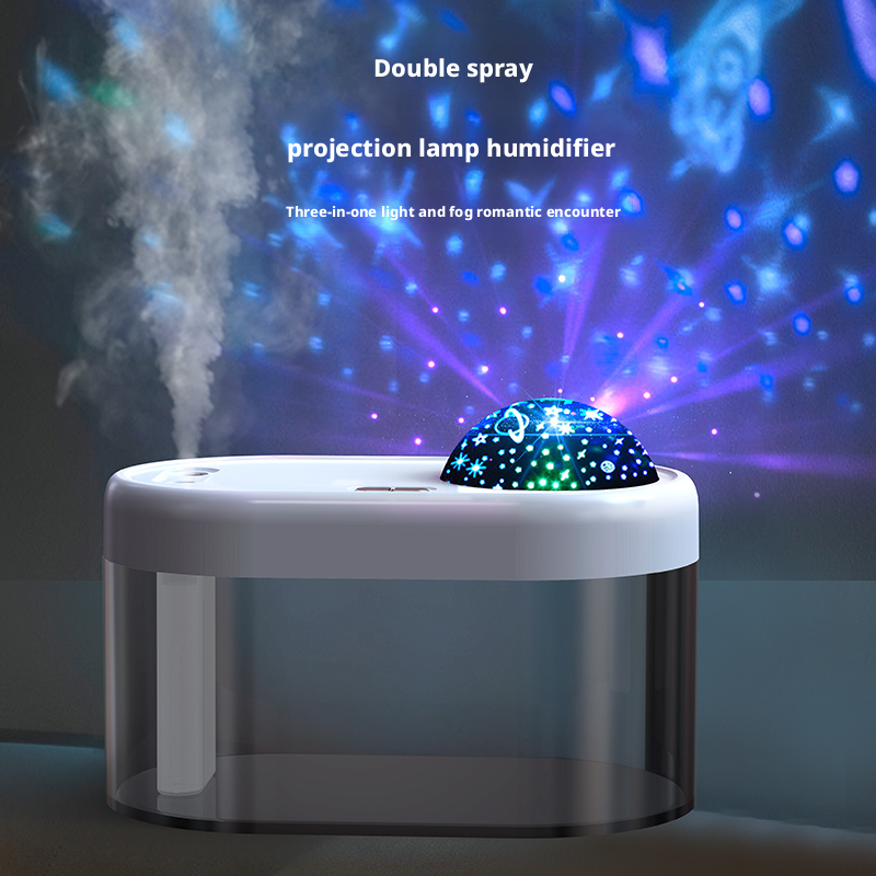 1200mAh Battery Ultrasonic Air Humidifier Home Use With Starry Sky Projection Lamp