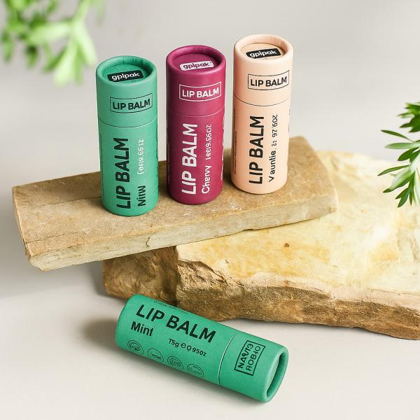 Printed Empty Lipstick Cylinder Box Custom Eco Friendly Push Up Lip Balm Paper Tube