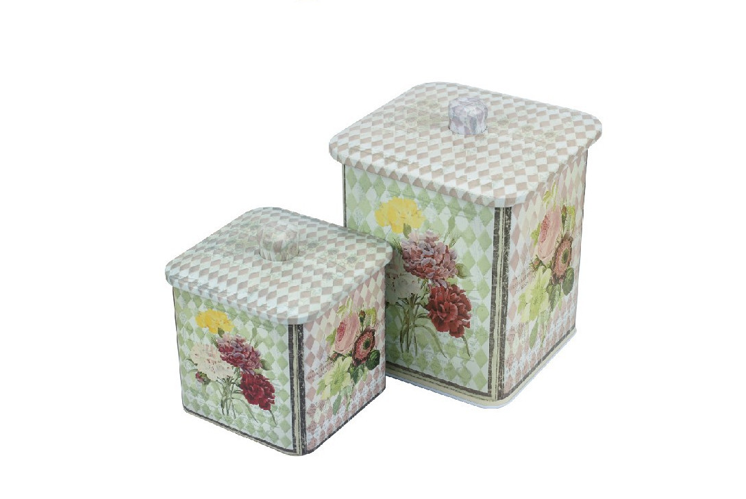 New Flower Pattern Square Matel Tin Box With Fancy Customized Design Decorative Tin Boxes
