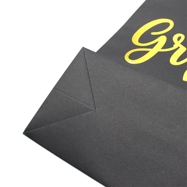 Black Wedding Jewelry Branded Paper Bags With Grosgrain Handle Gold Foil Logo